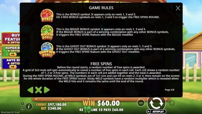 The Big Dog House - symboles bonus et pattes colorées